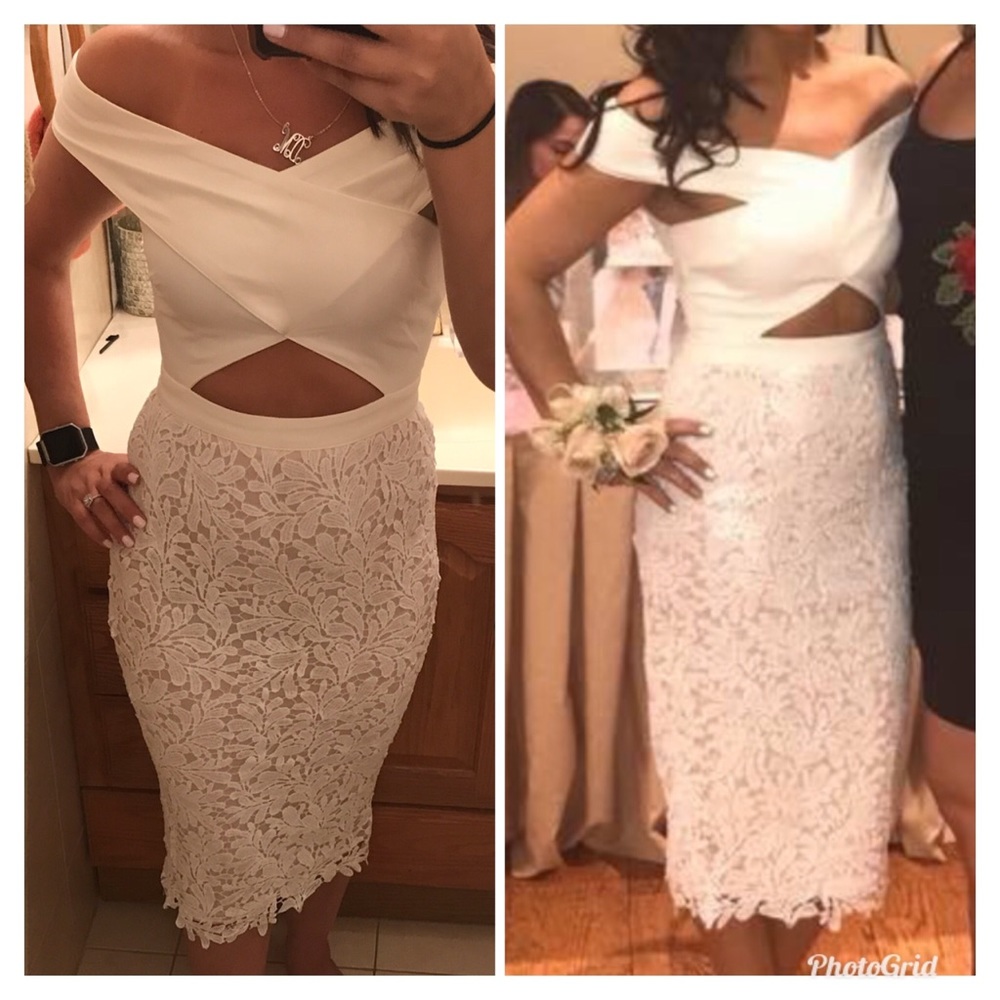 White lace cutout dress